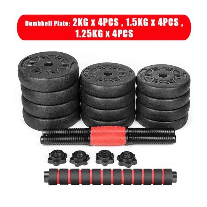 Adjustable Dumbbell Set 20KG Dumbell Bumper Rubber Coated + 50CM Foam Connector GyM