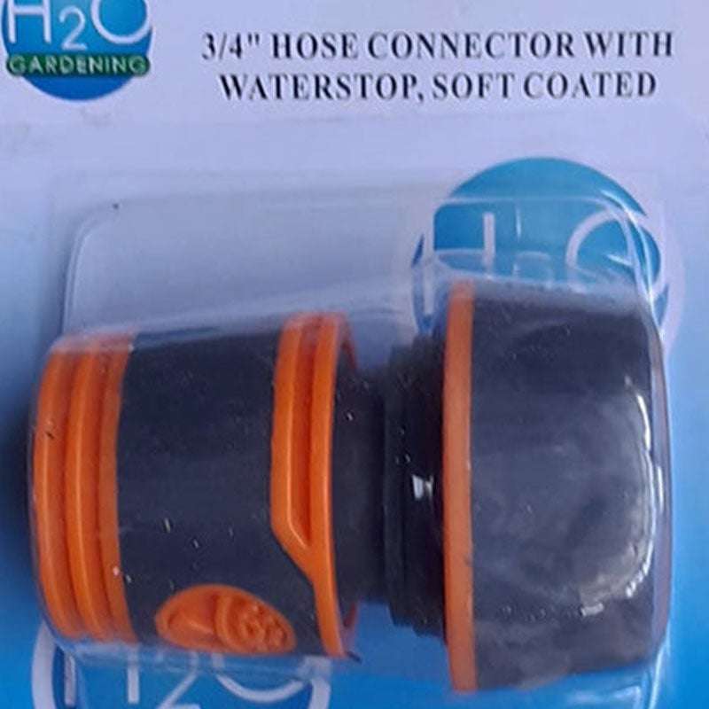 H20 Garden Hose Connector 3/4" Stop And Soft Grip