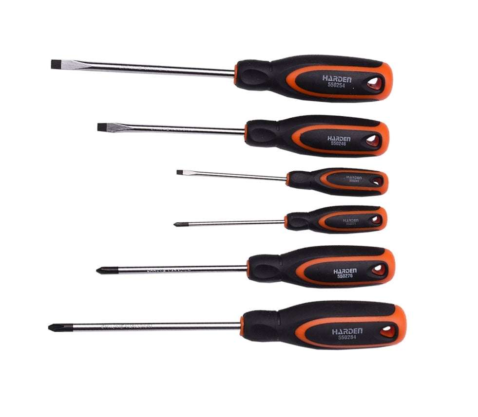 HARDEN 6 Piece Screwdriver Set Soft Handle
