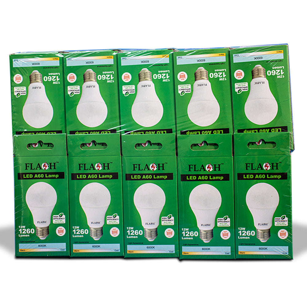 FLASH LED High Efficiency All Purpose Light Bulb 12W A60 Lamp E27 (10 pack)