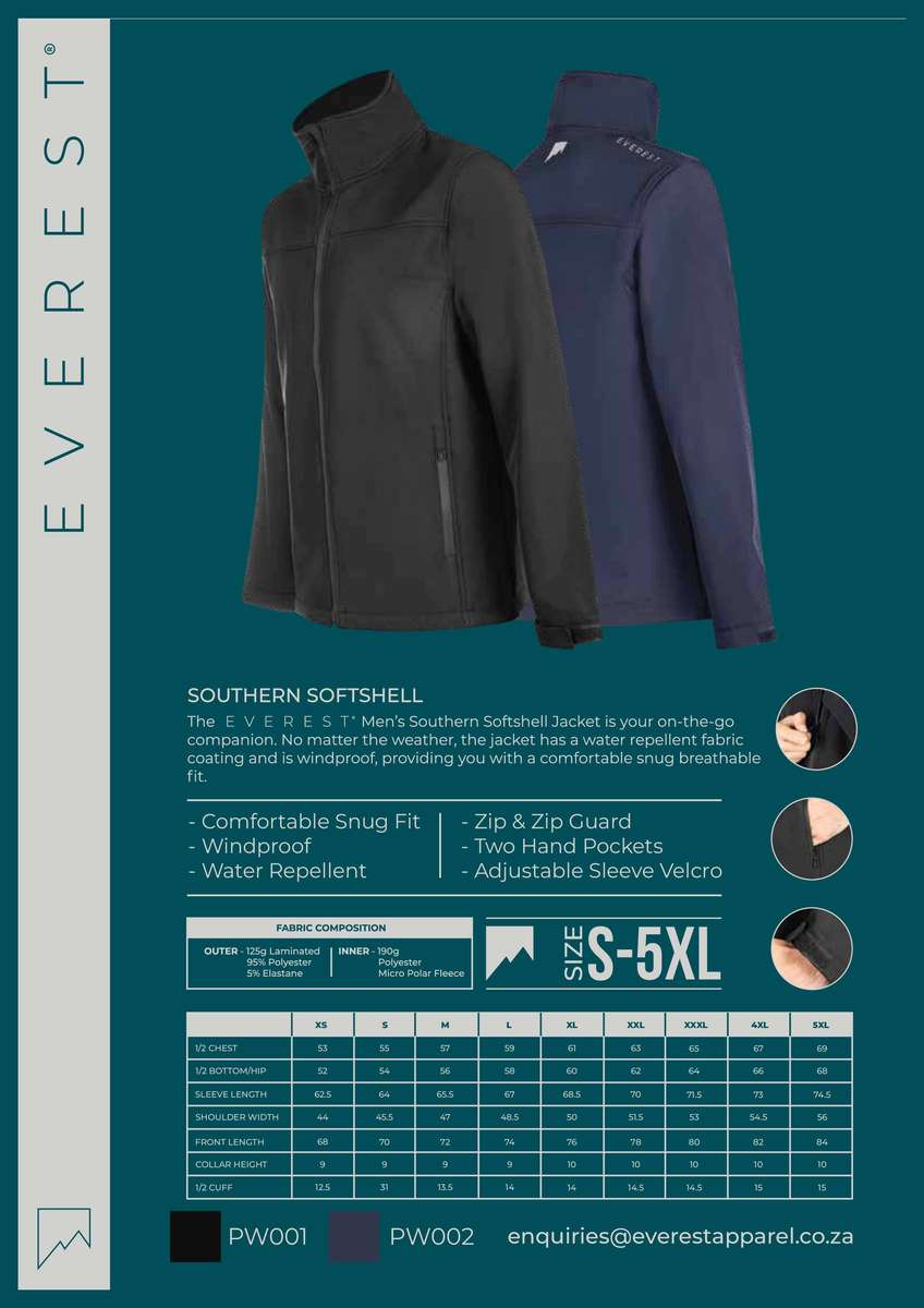 EVEREST Jacket Softshell Men's Black Windproof