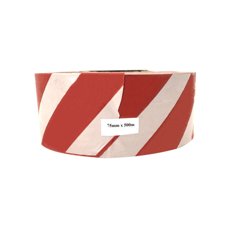 Barrier Tape PVC Red/White 75mm x 500m