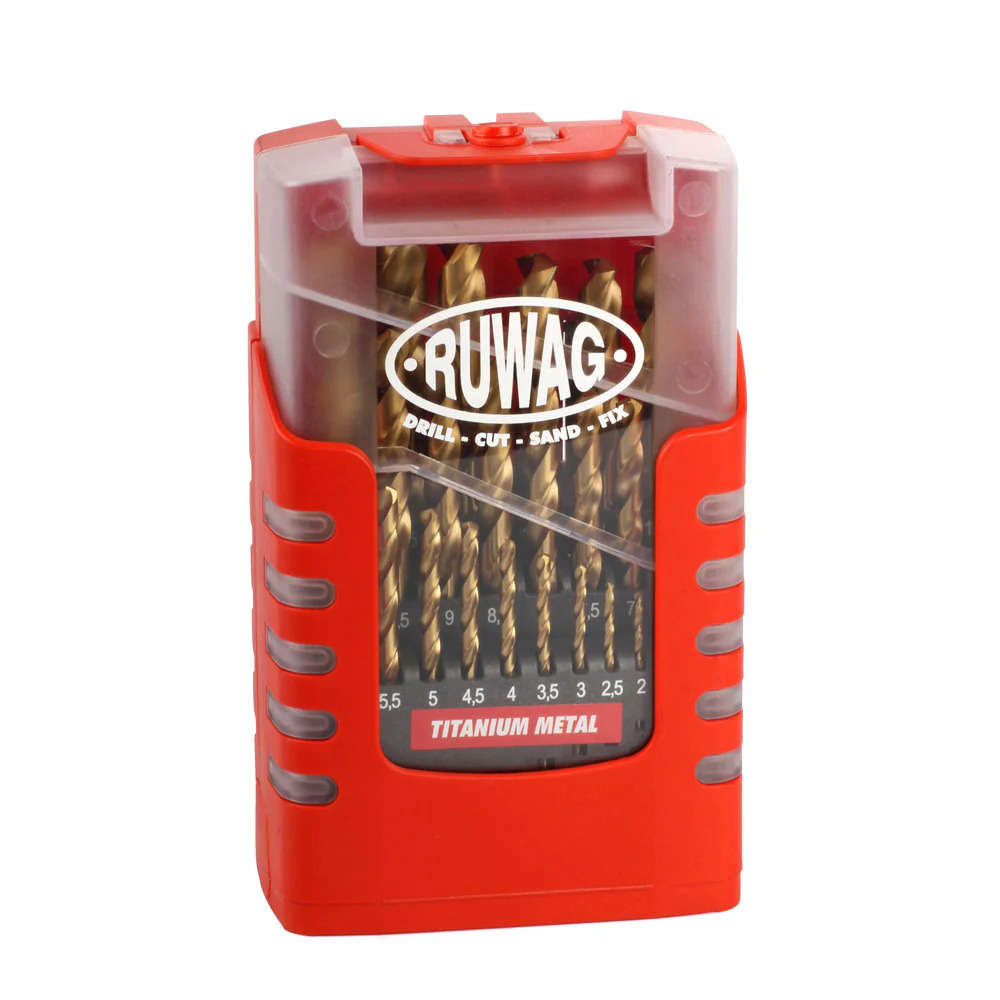 RUWAG 25 Piece Titanium Metal Drill Set 1-13mm