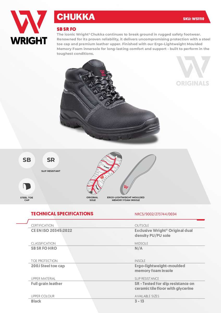 WRIGHT Chukka Safety Boot Black