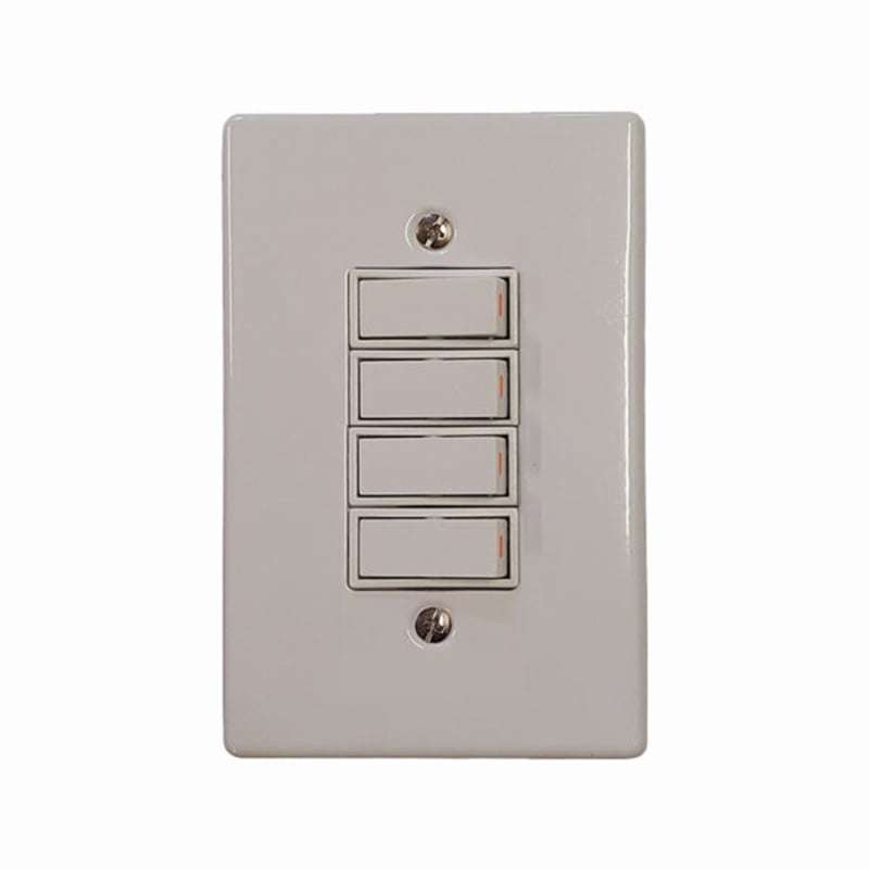 PLUGON Steel Light Switch 4 Lever 4 x 2