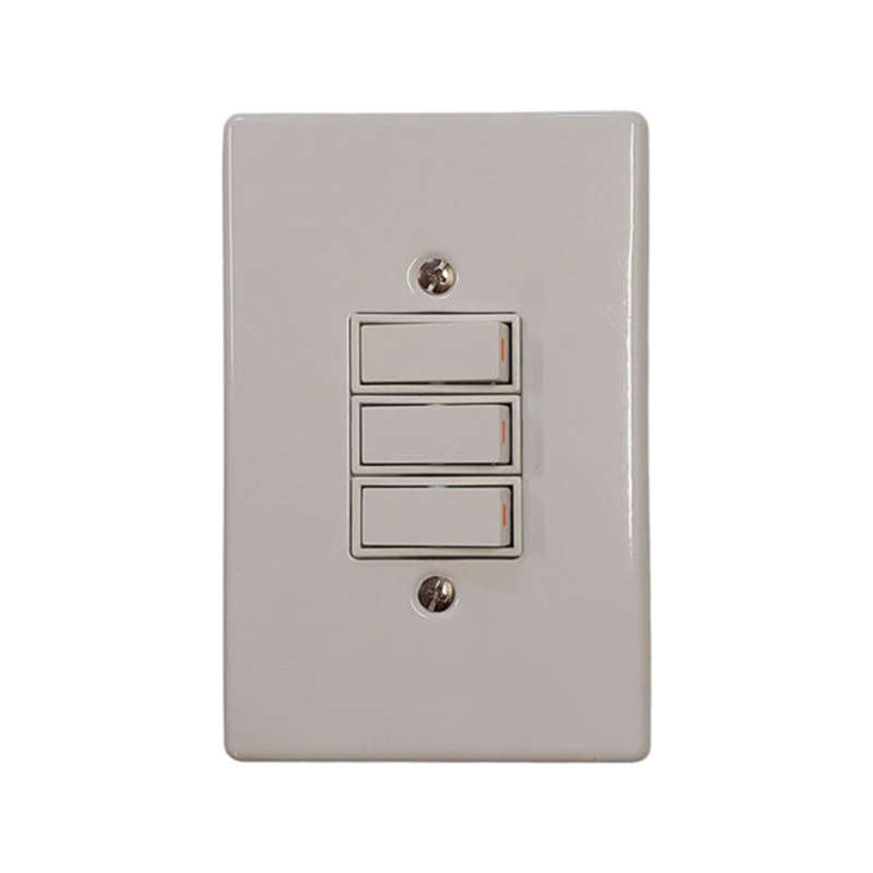 PLUGON Light Switch Steel 3 Lever 4 x 2