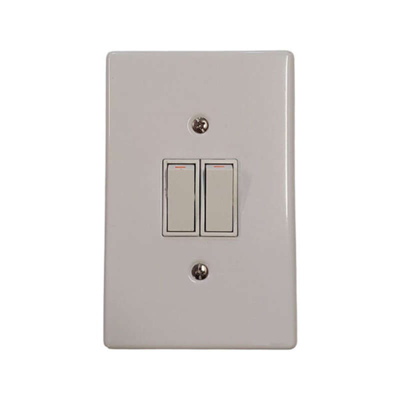 PLUGON Light Switch Steel 2 Lever 4 x 2