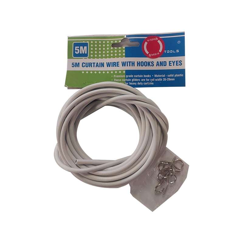 RIGGER Curtain Wire with Hooks 5m
