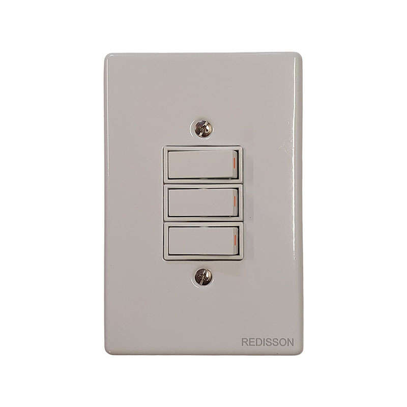 PLUGON Light Switch Steel 3 Lever 4 x 2