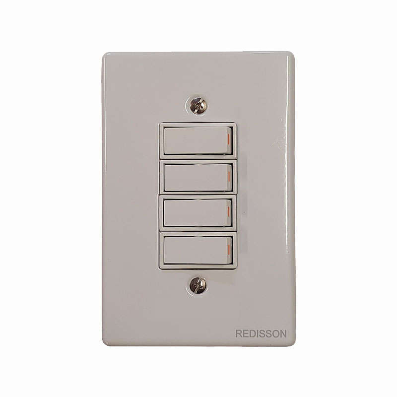 PLUGON Steel Light Switch 4 Lever 4 x 2