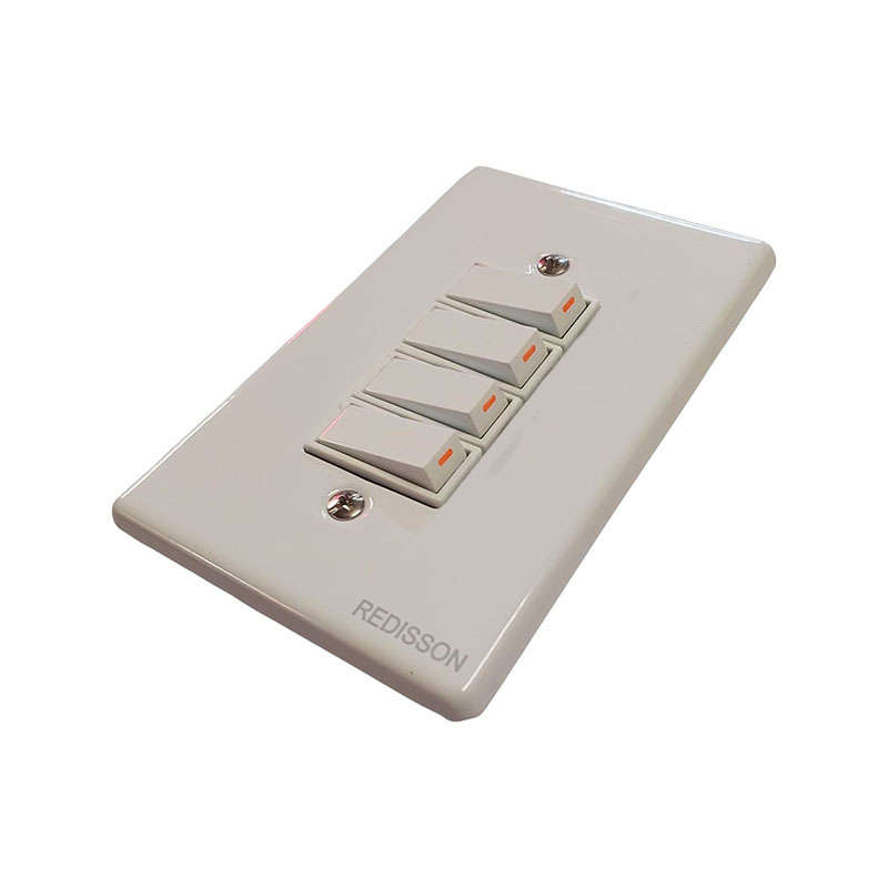 PLUGON Steel Light Switch 4 Lever 4 x 2