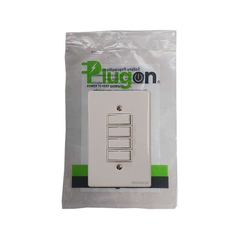 PLUGON Steel Light Switch 4 Lever 4 x 2