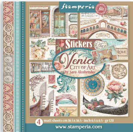 Stamperia Stickers 4 Sheets - Venice City of Art