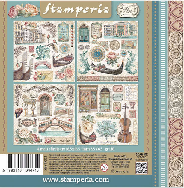 Stamperia Stickers 4 Sheets - Venice City of Art