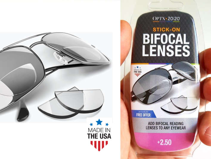 Hydrotac Stick-On Bifocal Reading Lenses , +2.50
