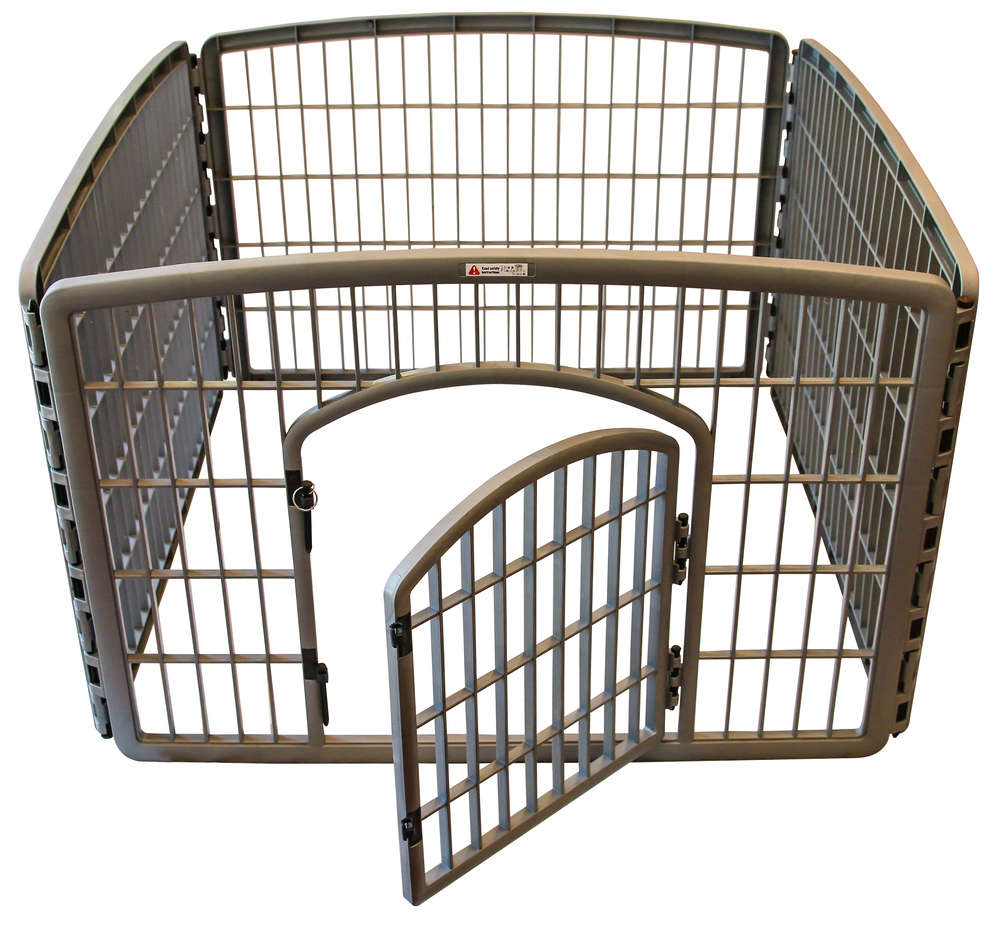 Grey pet playpen with gate [Plastic] - 5.40kg