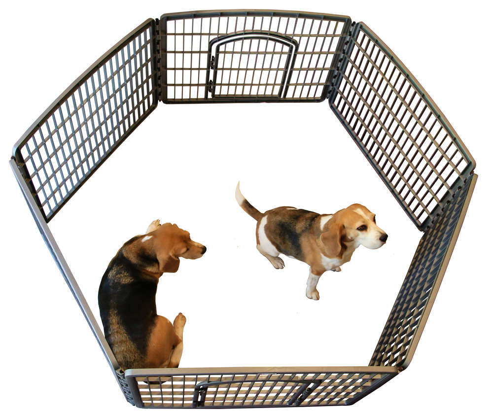 Grey pet playpen WITH extension kit [Plastic] - 13kg