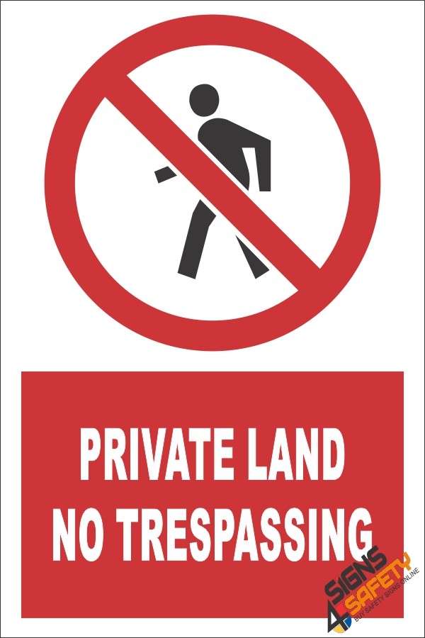 Private Land, No Trespassing Sign - 200mm * 300mm 0.9mm ABS Plastic