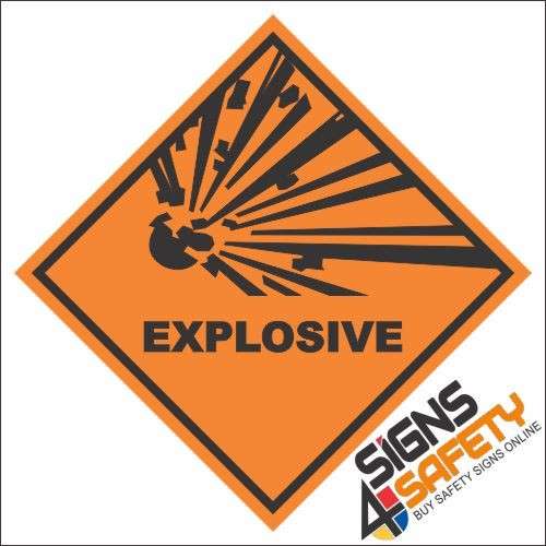 Explosive Hazchem Diamond Sign Class 1 - 50mm * 50mm Vinyl Sticker
