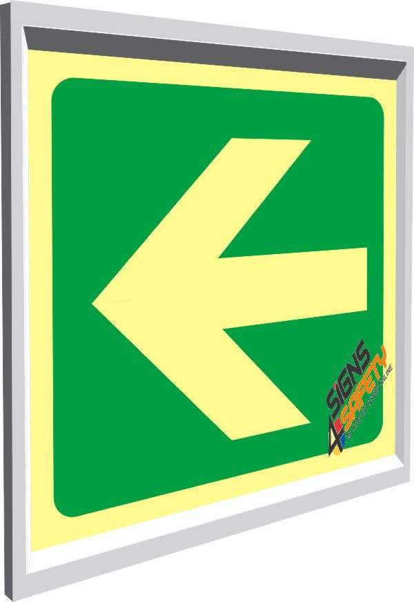 General Direction - Arrow Left Photoluminescent Sign - 150mm * 150mm Single Sided Frame Included