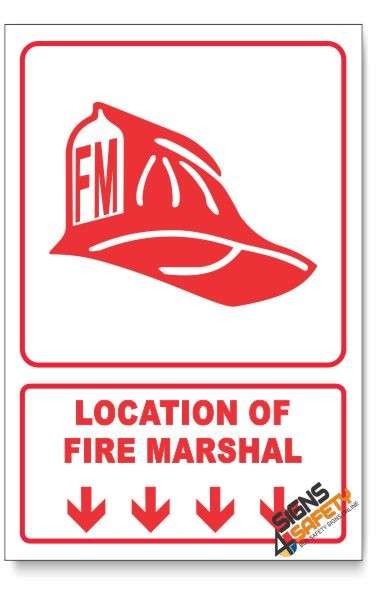 Fire Marshal, Arrow Down, Descriptive Safety Sign - 200mm * 300mm 0.9mm Laminated ABS Plastic