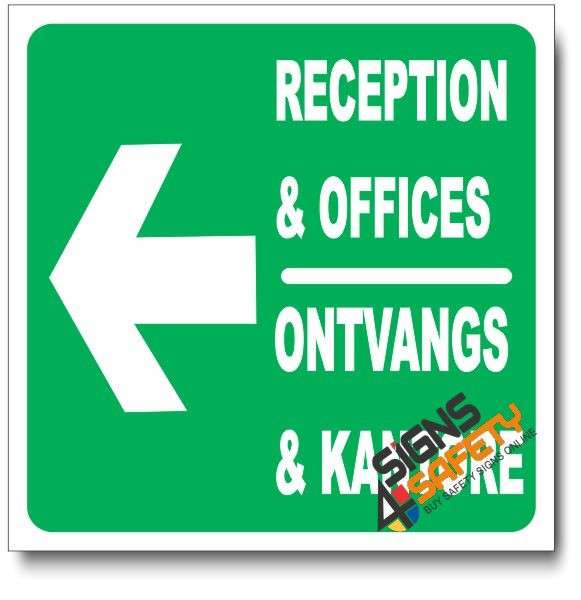 (IN19) Reception & Offices Left Sign - 150mm * 150mm 0.9mm ABS Plastic