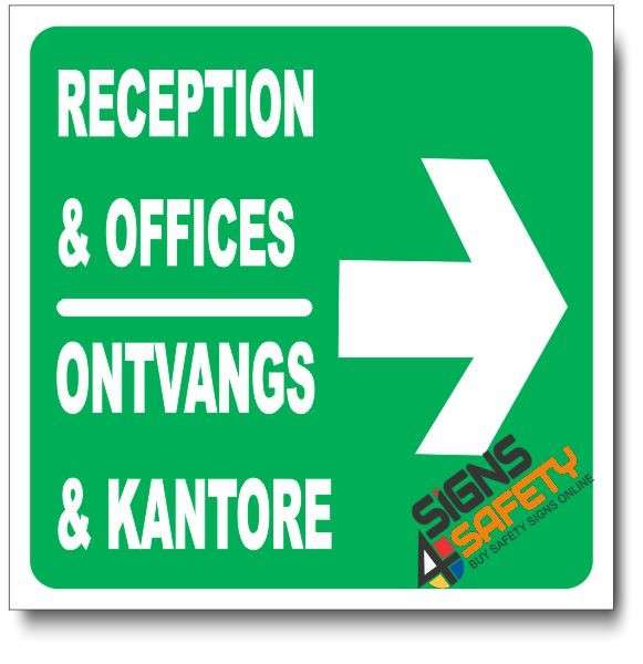 (IN20) Reception & Offices Right Sign - 190mm * 190mm 0.9mm ABS Plastic