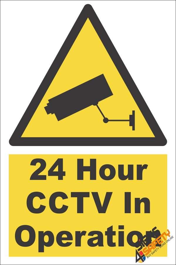 24 Hour CCTV In Operation Sign - 200mm * 300mm 0.9mm ABS Plastic