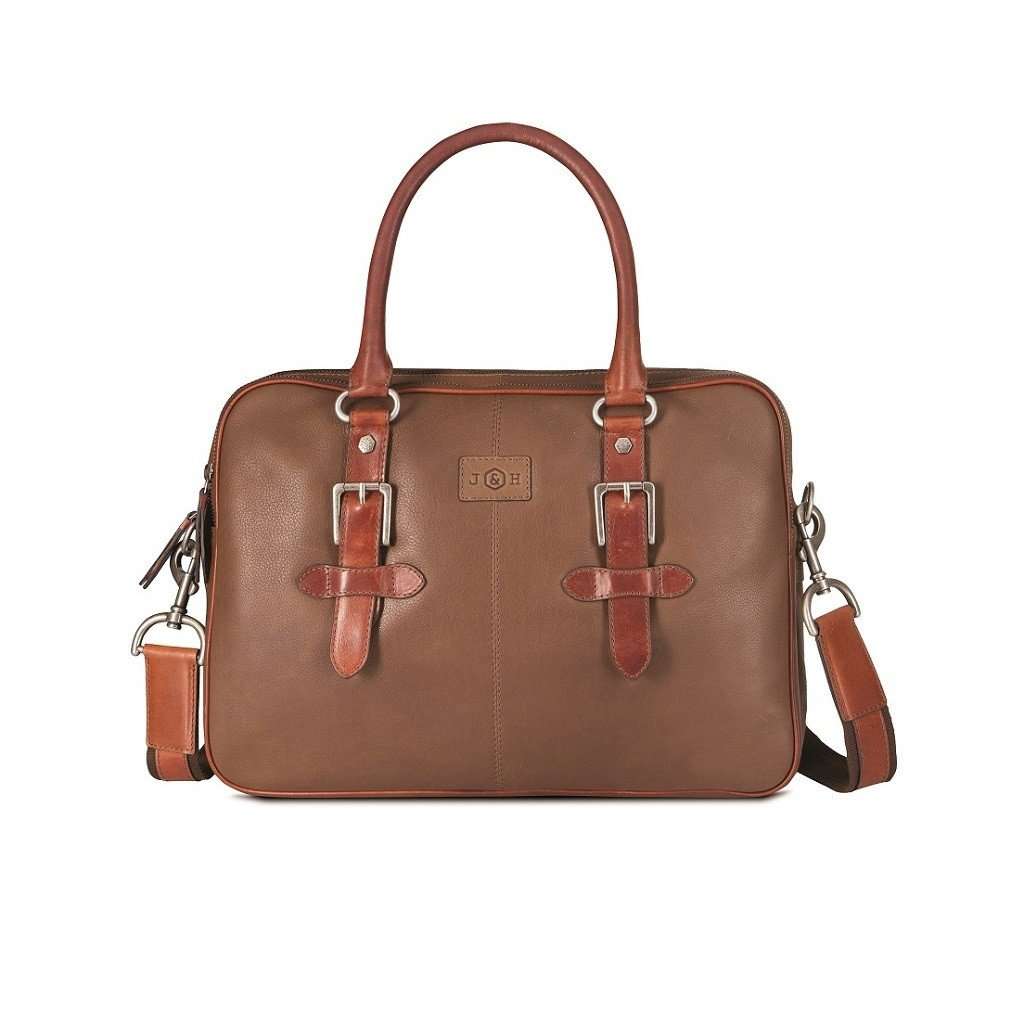 Jekyll and Hide Leather Laptop Apple Mac Travel Handbag, Mud