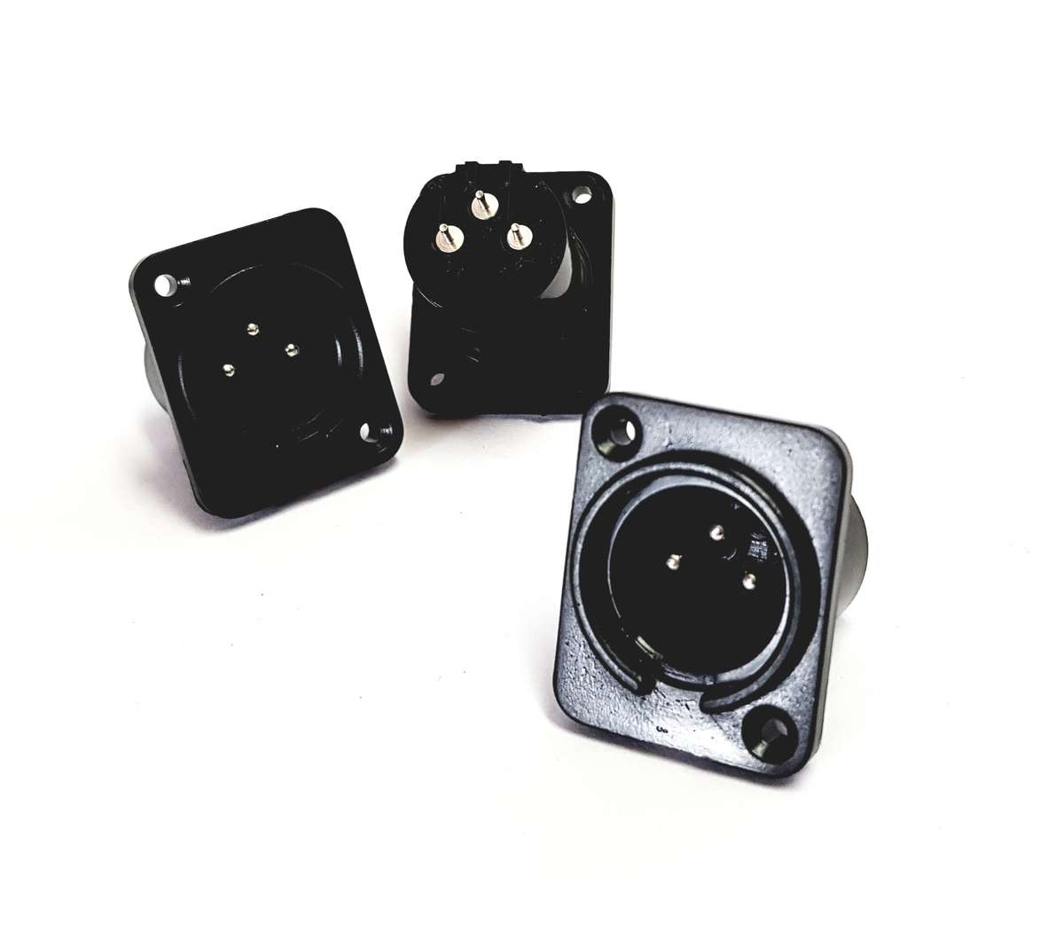 3-Pin XLR Male Panel Mount Connector - 2 Pack