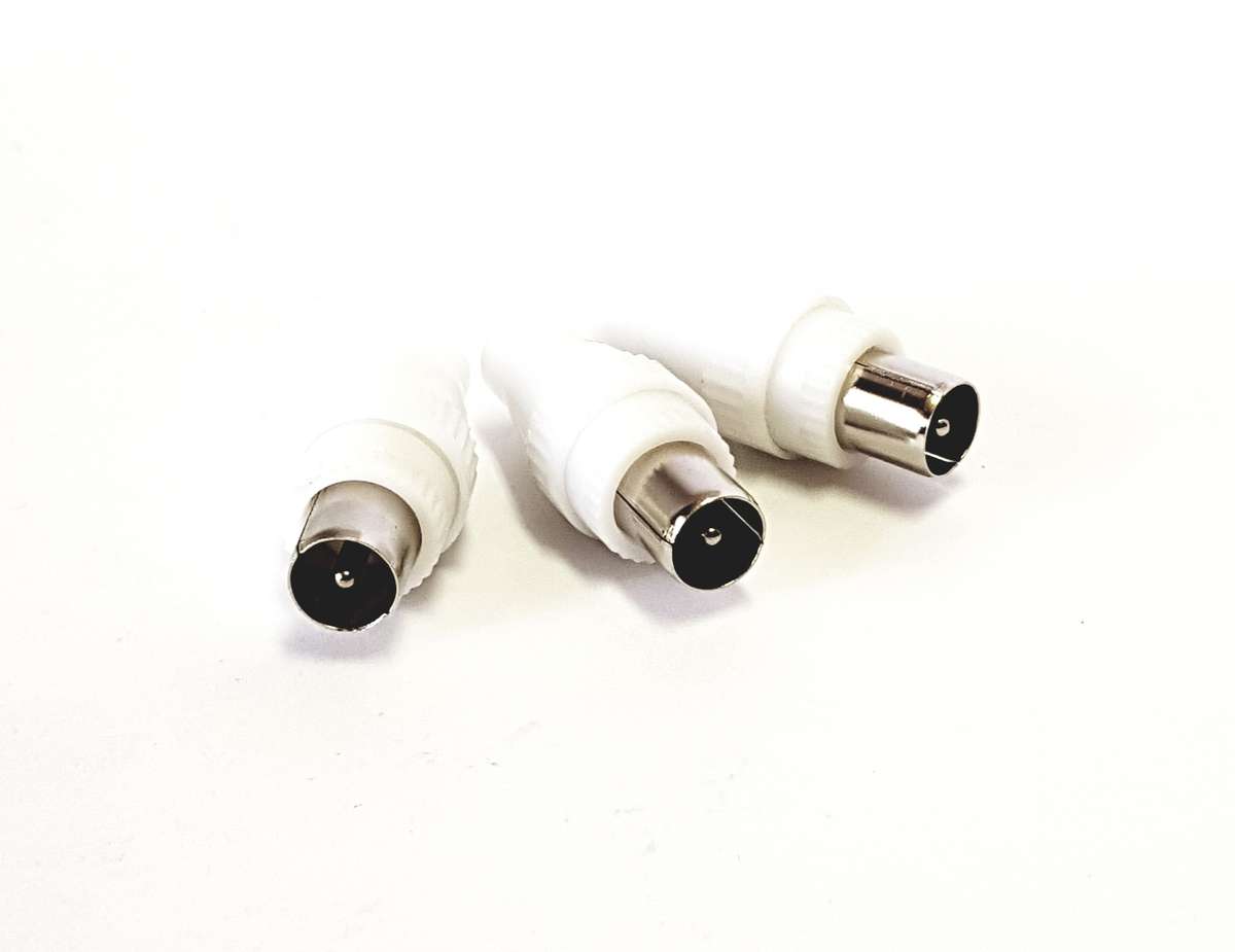 9.5mm Male TV Aerial Plug (White, 2-Pack)