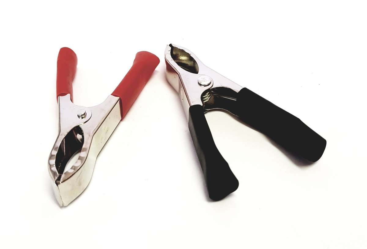 30A Red/Black Battery Clip (75mm) - 2-Piece