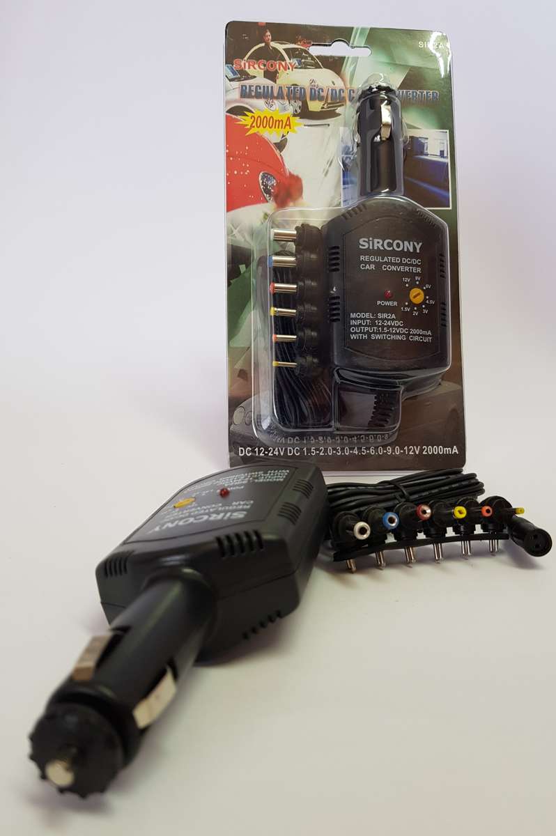 DC/DC Adaptor 2 Amp (Car Adaptor, Variable Voltage, Multi-Tip)