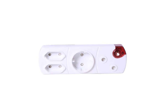 4-Way Multi Plug Adaptor  (1 x 3-Pin, 2 x 2-Pin, 1 x Schuko) with Power Indicator Light