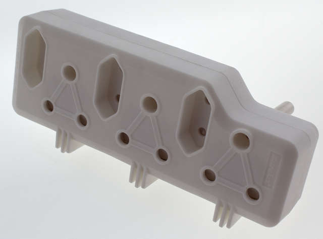 6-Way Plug Adapter  (3 x 3-Pin & 3 x 2-Pin Sockets)