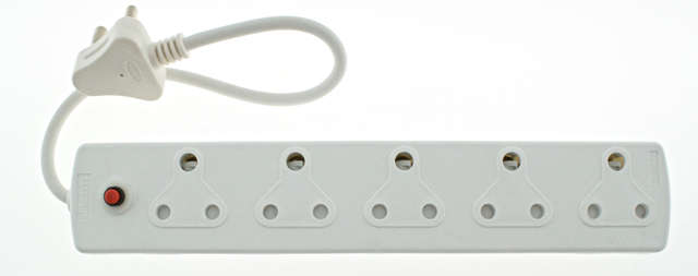 5Way Power Multiplug with Cord  5 × 3Pin Sockets