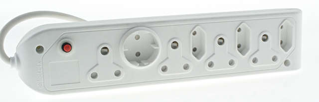 8Way Power Multiplug with Cord  4×3Pin, 3×2Pin & 1 Schuko Socket