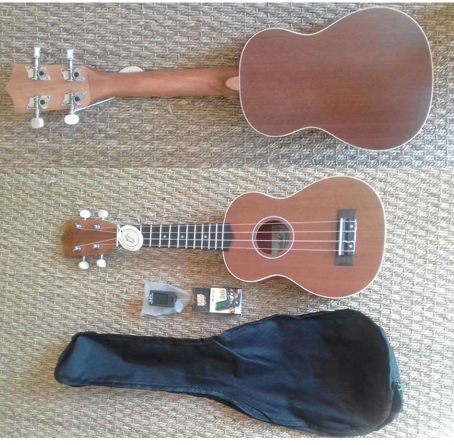 Waikiki PACK Sapele wood soprano ukulele pack with bag and tuner  (24h-48h SA delivery )