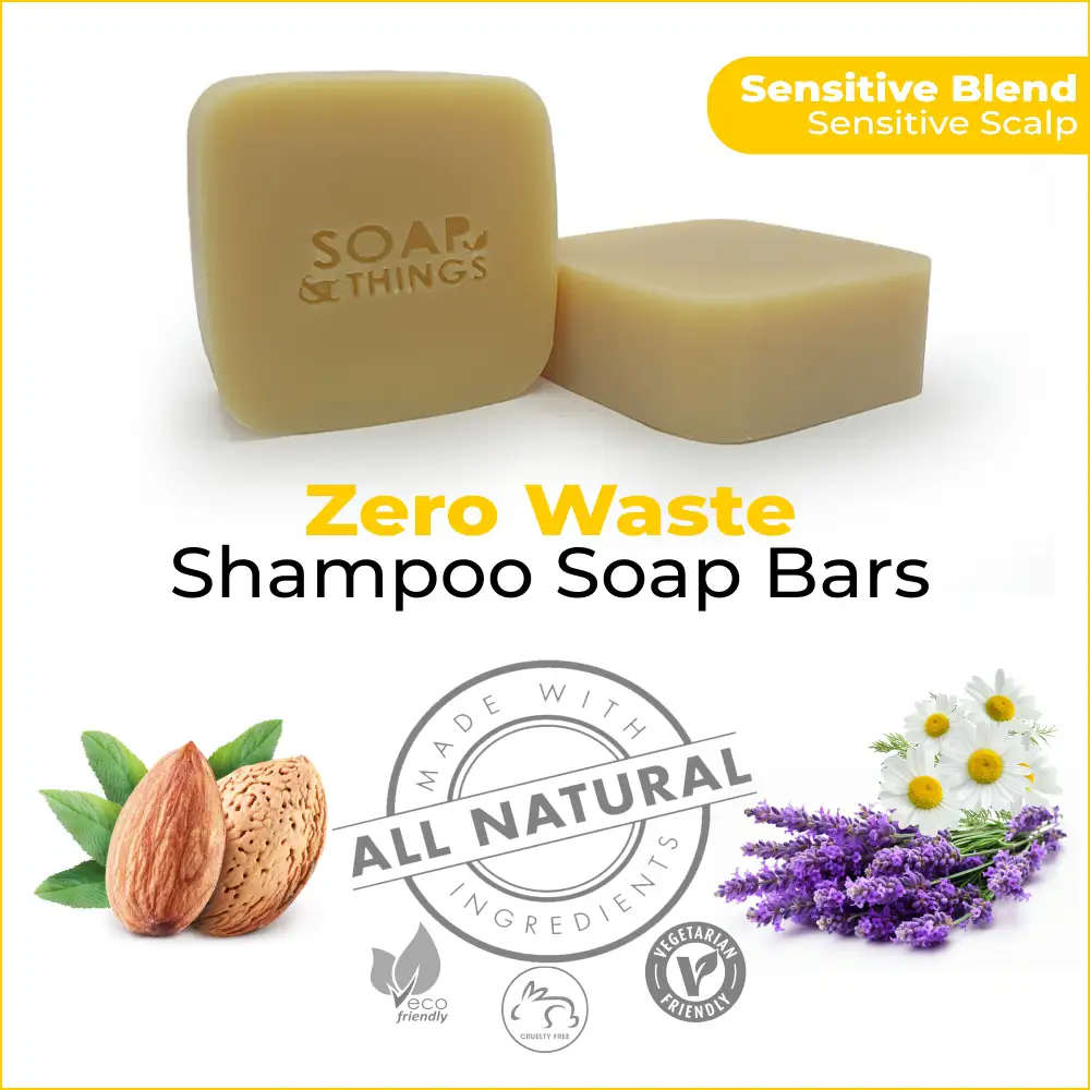 Sensitive Blend Shampoo Soap Bar with Sweet Almond Oil, Lavender Essential Oil, Natural Handmade ...