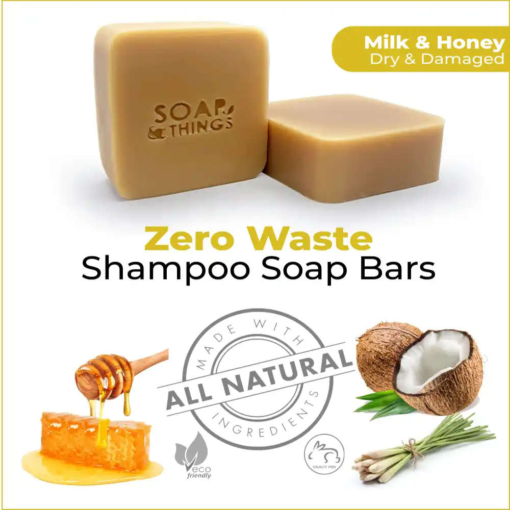 Milk & Honey Shampoo Soap Bar with Coconut Cream, Oriental Spice Blend Essential Oils, Natural Ha...