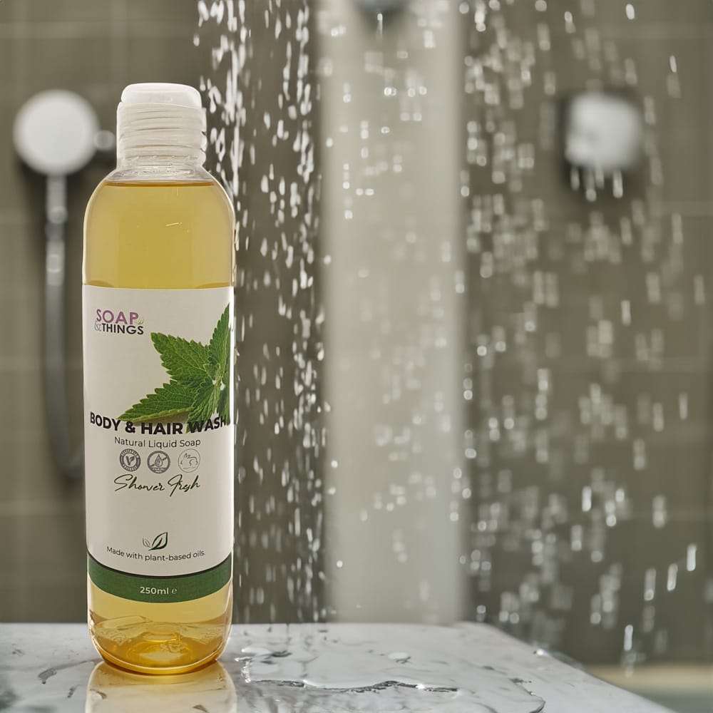 Body & Hair Wash, Shower Fresh Essential Oils Natural Liquid Soap