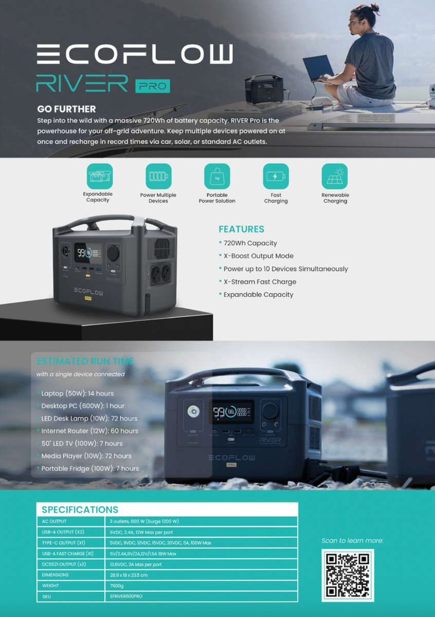 EcoFlow RIVER Pro 720Wh Portable Power Station (New, open-box, light scratch)