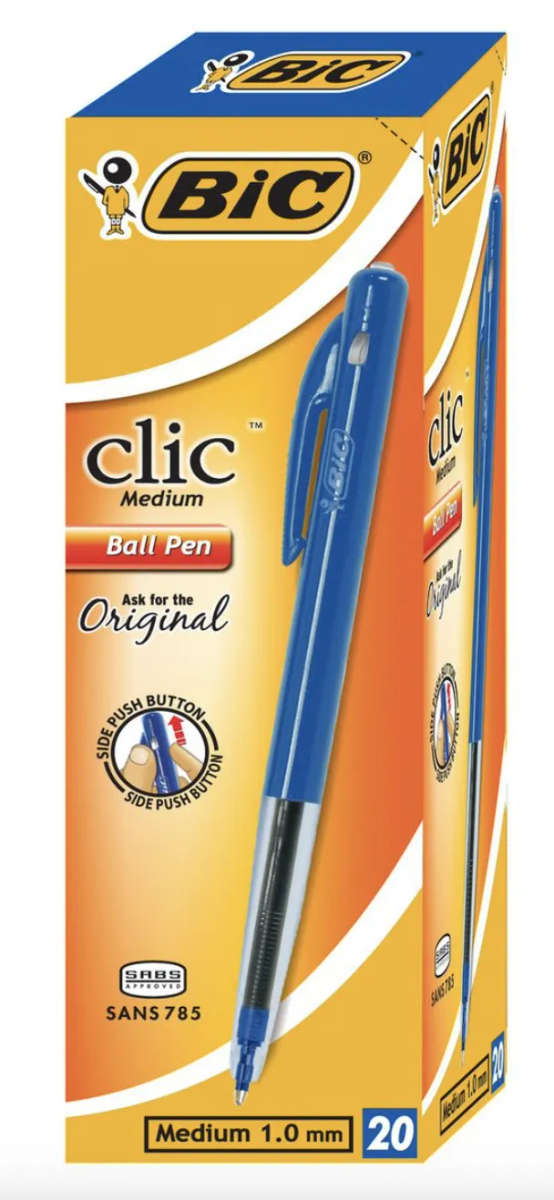 BIC Clic Medium Ballpoint Pens - Blue (Box of 20) - Box of 20