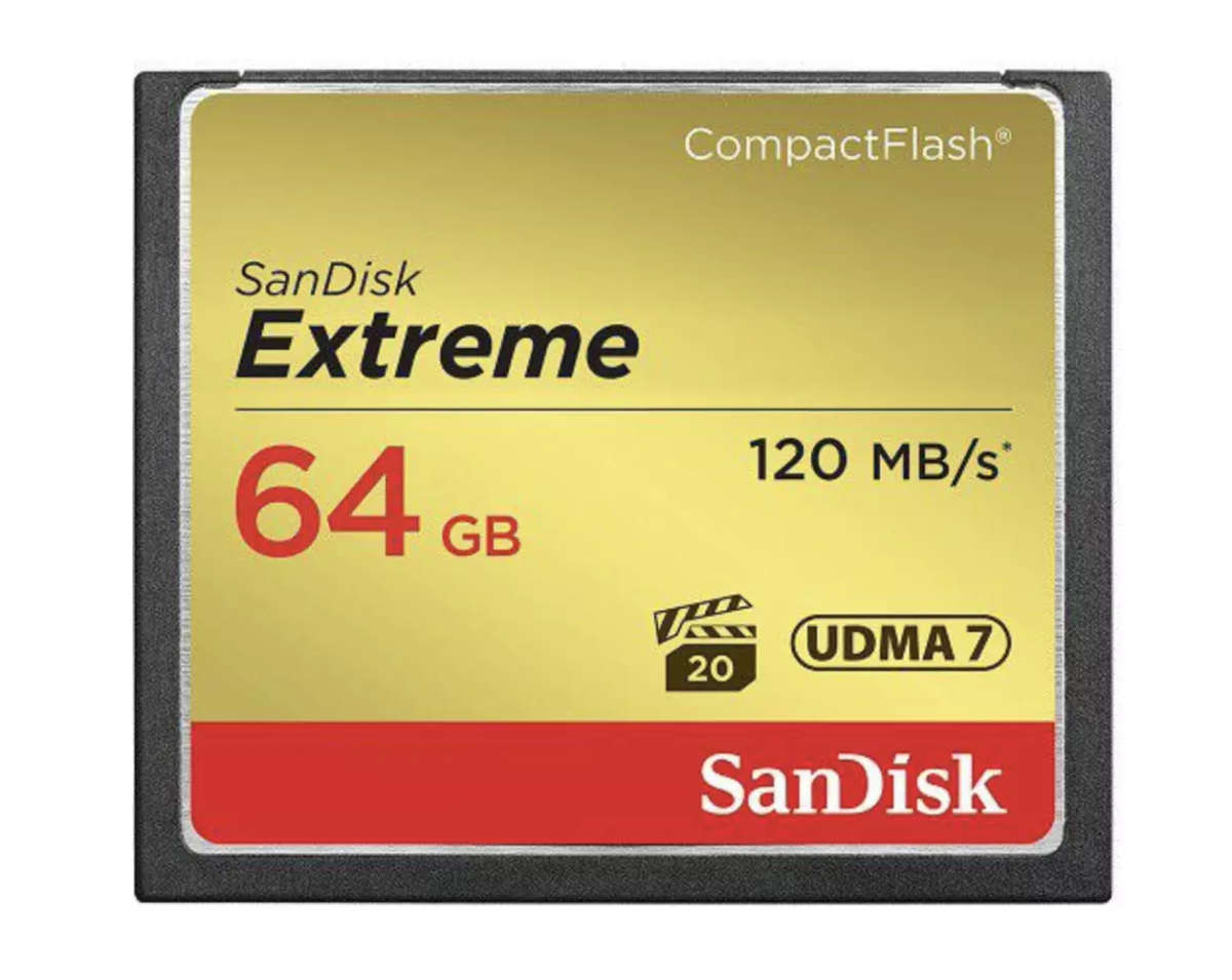 SanDisk Extreme Compact Flash Memory Card 64GB (New, open-box)