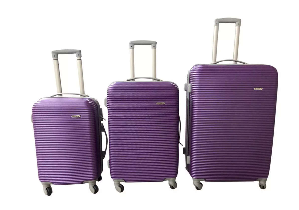 3 Piece Hard Outer Shell Luggage Set - Purple