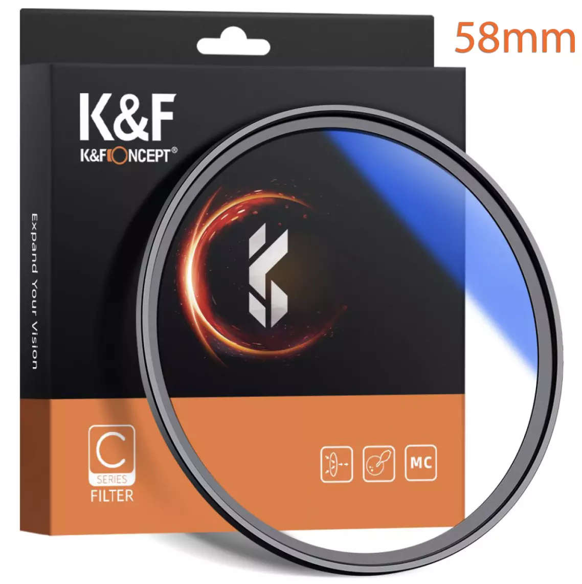 K&F 58mm UV Filter  Classic Slim with Multi Coat | KF01.1424 (New, packaging damaged)