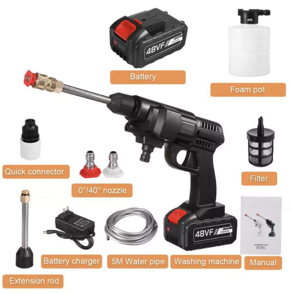 Cordless Rechargeable High-Pressure 48V Cleaning Gun with Carry Case