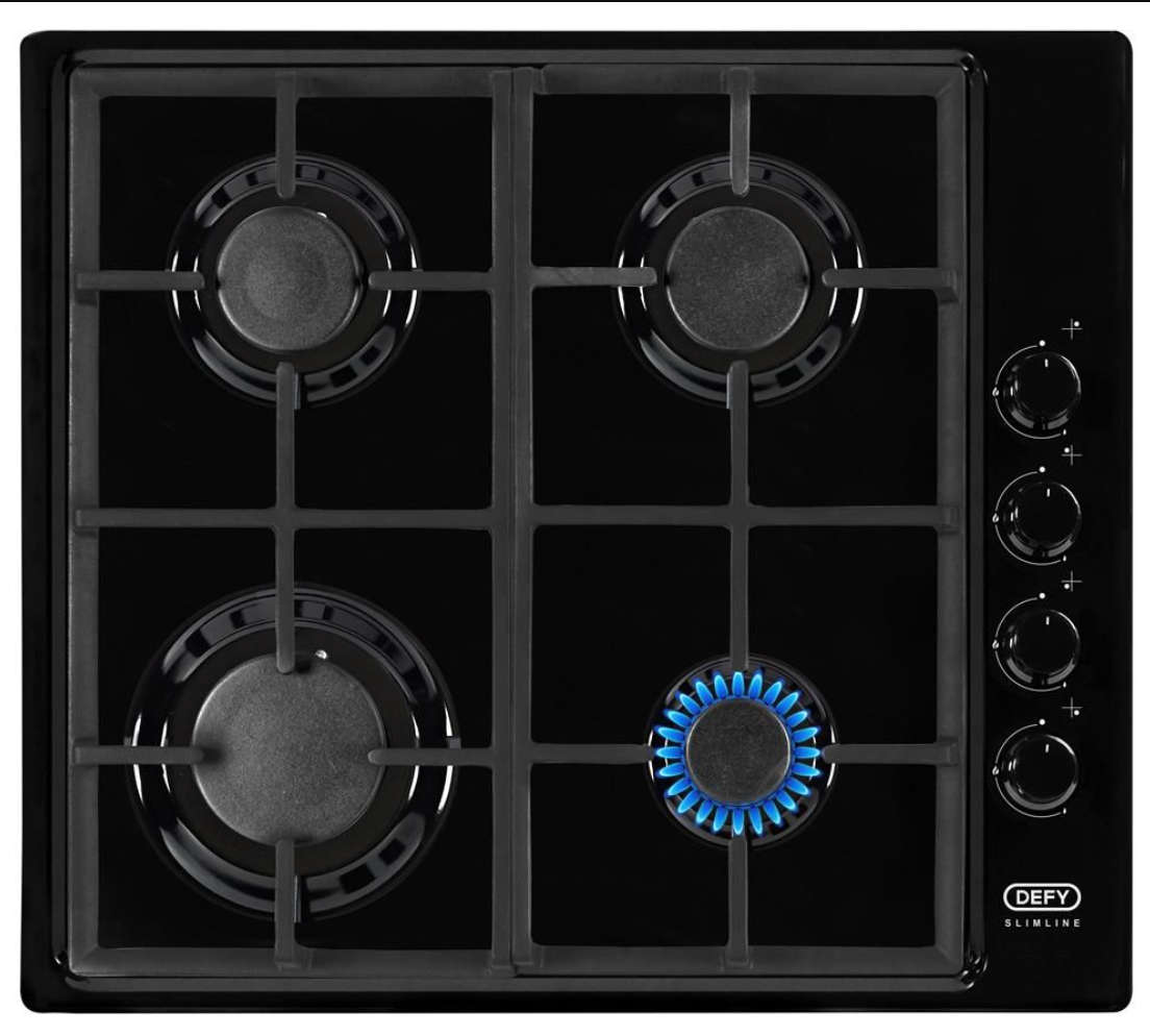 Defy - 4 Burner Gas Hob - Black - DHG132