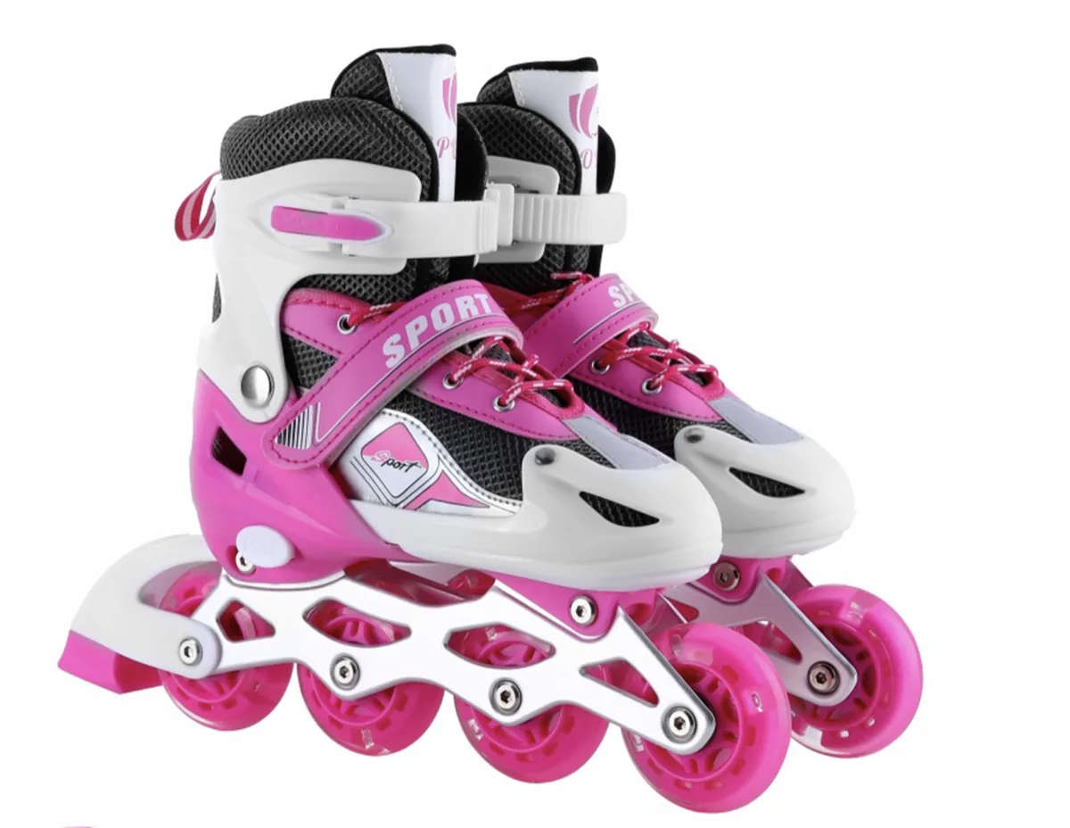 Adjustable Inline Skates - Indoor/Outdoor Use - Kids Gift - M (New, packaging damaged / no packag...