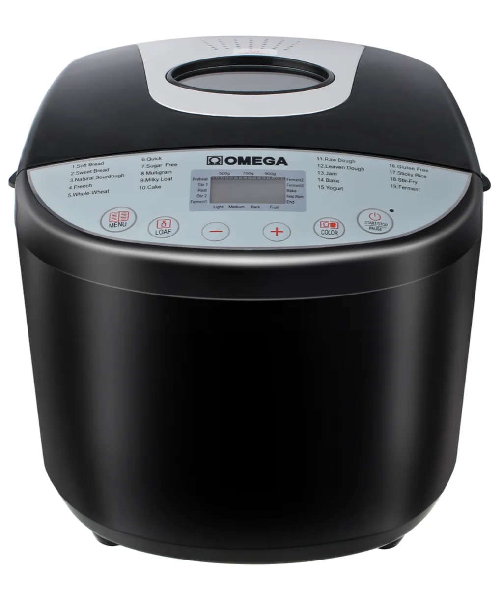 Omega 19-in-1 2LB Bread Maker Machine - 19 Presets LCD Display (New, shop display model)